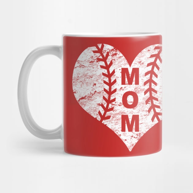 Baseball Mom Heart LOVE BASEBALL Vintage Distressed by TeeCreations